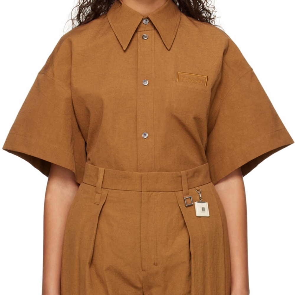 Wooyoungmi oversize Tan patch shirt